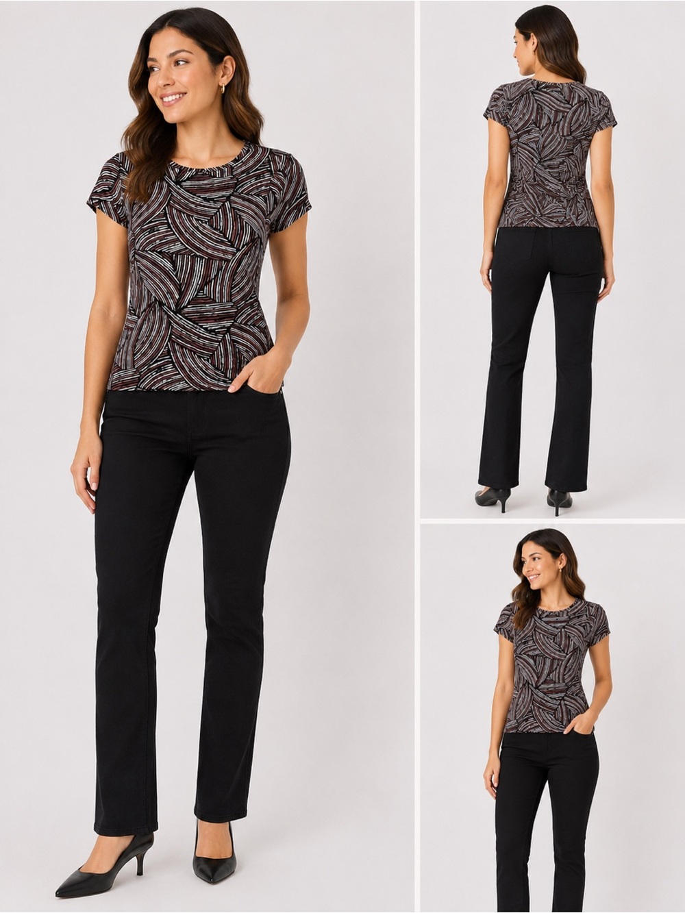 Apt. 9 Black and White Swirl Tee Size X-Small
